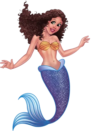 Animated Mermaid Illustration PNG