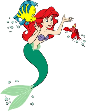 Animated Mermaidand Friends Clipart PNG image