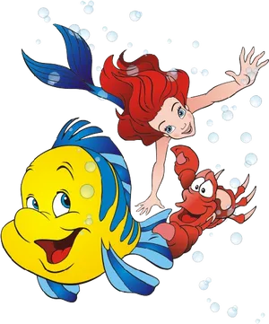 Animated Mermaidand Friends Clipart PNG