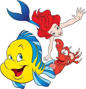 Animated Mermaidand Sea Friends Clipart PNG image