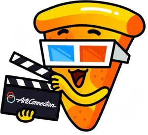 Animated Movie Enthusiast Pizza Slice PNG image