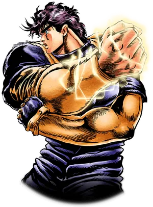 Animated Muscular Character Charging Power PNG image