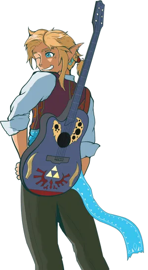 Animated Musicianwith Guitar PNG