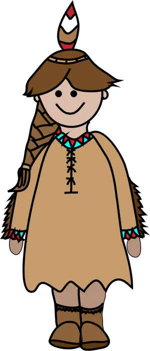 Animated Native American Girl Character PNG image