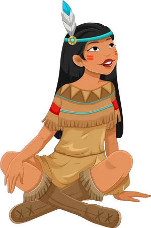 Animated_ Native_ American_ Girl_ Character PNG