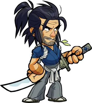 Animated Ninja Character With Sword PNG image