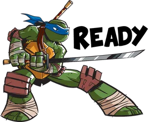 Animated Ninja Turtle Ready For Action PNG image