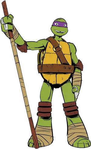 Animated Ninja Turtle With Bo Staff PNG image