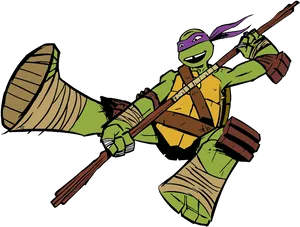 Animated Ninja Turtle With Bo Staff PNG image