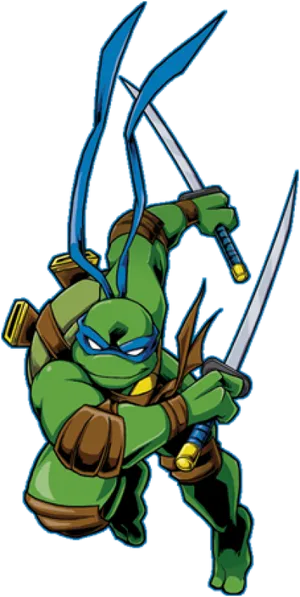 Animated Ninja Turtle With Swords PNG image
