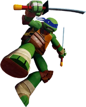 Animated Ninja Turtle With Weapons PNG image