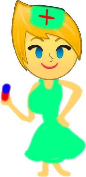 Animated Nurse Character Holding Pill PNG image
