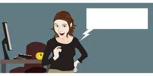 Animated Office Worker Speech Bubble PNG image