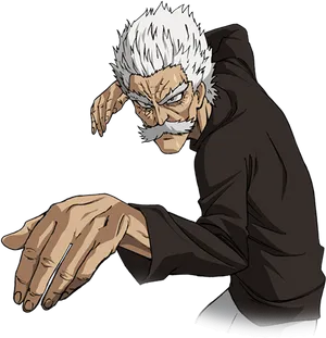 Animated Older Man Ready To Punch PNG image