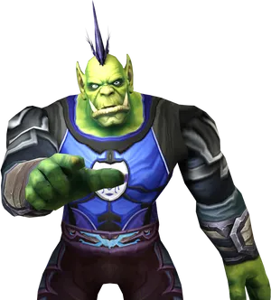 Animated Orc Character Pointing PNG image