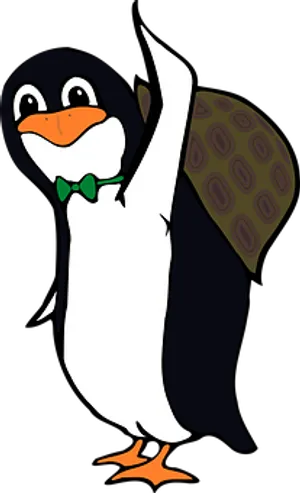 Animated Penguin Wavingwith Backpack