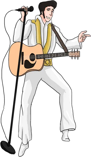 Animated Performer With Guitarand Microphone PNG image