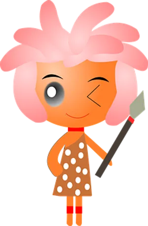 Animated Pink Haired Artist Character