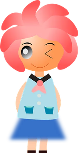 Animated Pink Haired Girl Character