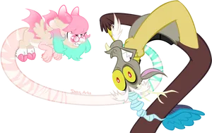 Animated_ Pink_ Pony_and_ Brown_ Creature_ Confrontation PNG