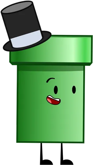 Animated Pipe Character With Top Hat PNG image