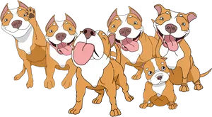 Animated Pitbull Dogs Gathering PNG image