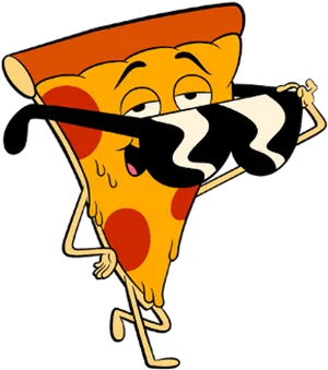 Animated Pizza Slice Character Sunglasses PNG image