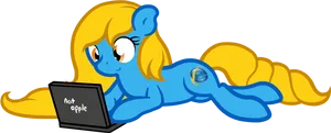 Animated Pony Using Laptop