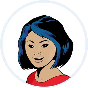 Animated Portrait Blue Haired Female PNG