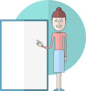 Animated Presenter Girl Nextto Blank Board
