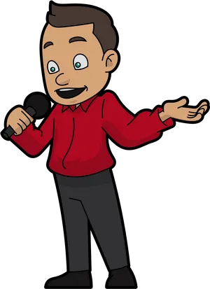 Animated Presenter With Microphone PNG image