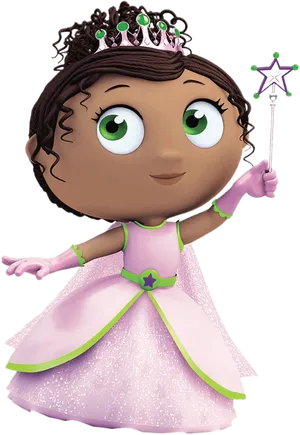 Animated Princess With Wand PNG image