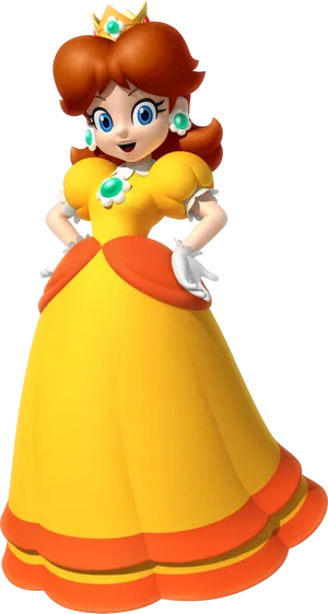 Animated Princessin Yellow Dress PNG image