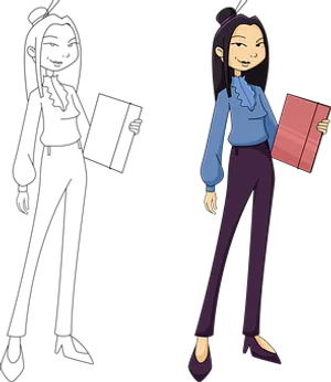 Animated Professional Woman Holding File