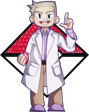 Animated Professor With Pokeball