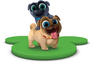 Animated Puppies Friends Together