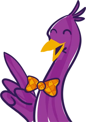 Animated Purple Emu With Bowtie PNG image