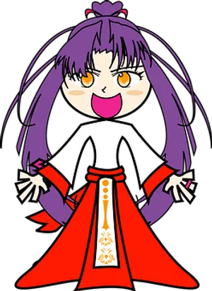 Animated Purple Haired Girlin Traditional Attire