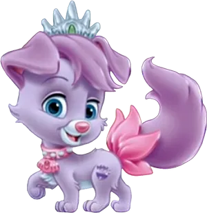 Animated Purple Puppywith Crown PNG image