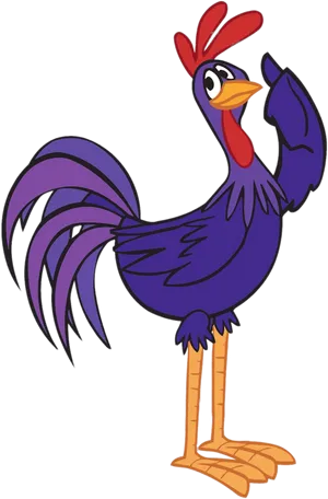 Animated Purple Rooster Posing