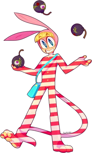 Animated Rabbit Characterwith Bombs