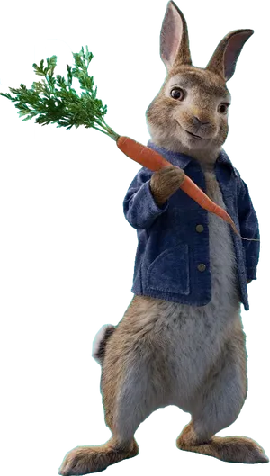 Animated Rabbit Holding Carrot PNG image