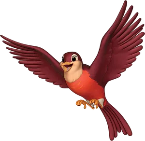 Animated Red Bird In Flight PNG image