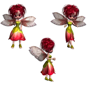 Animated Red Haired Fairy Multiple Poses