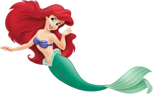 Animated Red Haired Mermaid PNG image