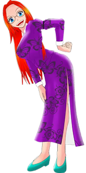 Animated Redheadin Purple Dress