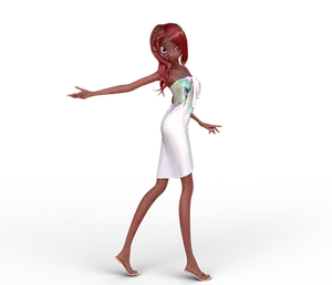 Animated Redheadin White Dress