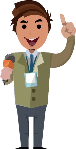 Animated Reporter Raising Finger PNG image