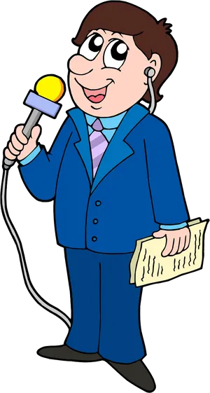 Animated Reporter With Microphone PNG image