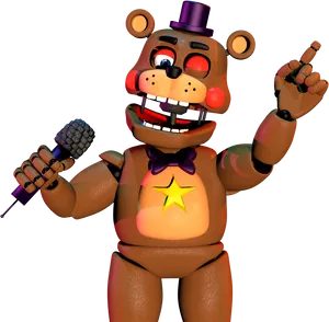Animated Rockstar Bear With Microphone PNG image